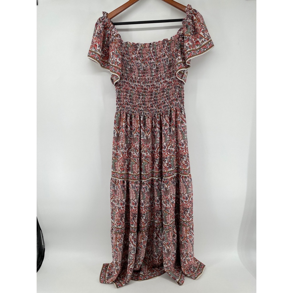 Tiered Maxi Dress Women XL Floral Western Boho Country Cottage Garden Party - Picture 4 of 8